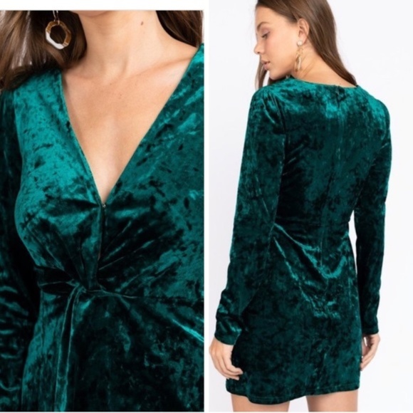 LAST 1* LONG SLEEVE TWISTED VELVET DRESS - Picture 3 of 7